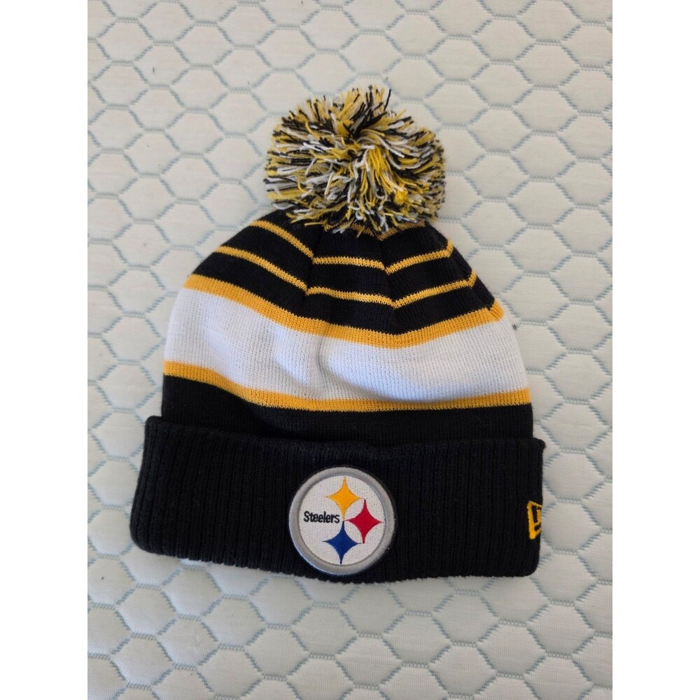 New Era Pittsburgh Steelers Knit Beanie Pom Hat Black